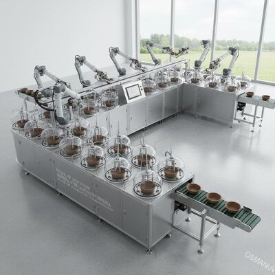 Модульная роботизированная установка для центрифугирования с 24 станциями для внутреннего покрытия формованной пульпы – Гибкое производство