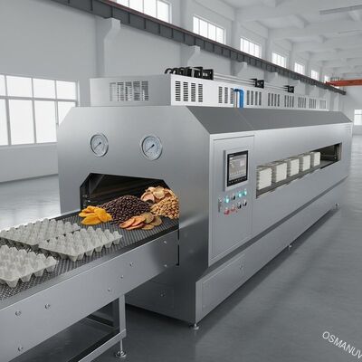 Промышленный микроволновый сушильный туннель для формования целлюлозы и сыпучих продуктов питания - непрерывная конвейерная система